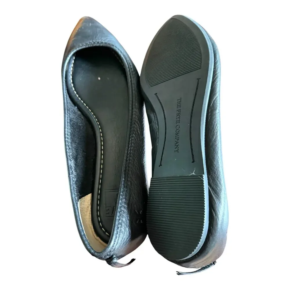 Frye Carson Ballet Flats Black Leather Size 8